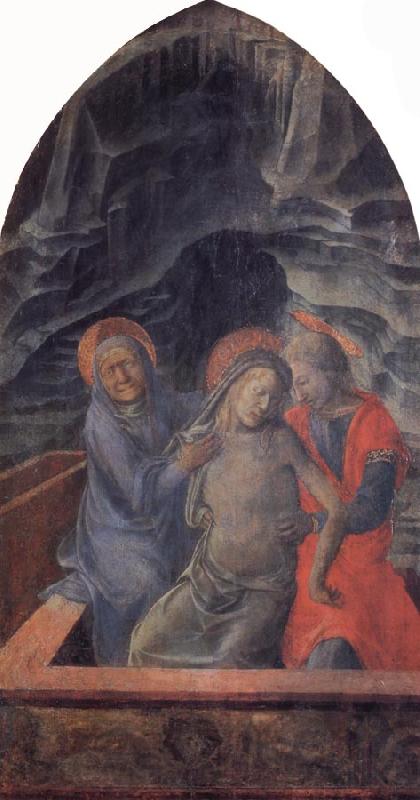 Fra Filippo Lippi The Dead Christ Supported by Mary and St.John the Evangelist